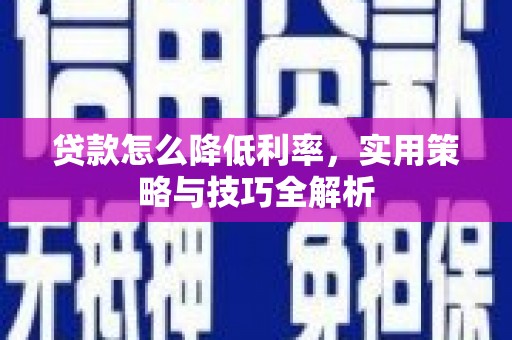 沽源贷款怎么降低利率，实用策略与技巧全解析
